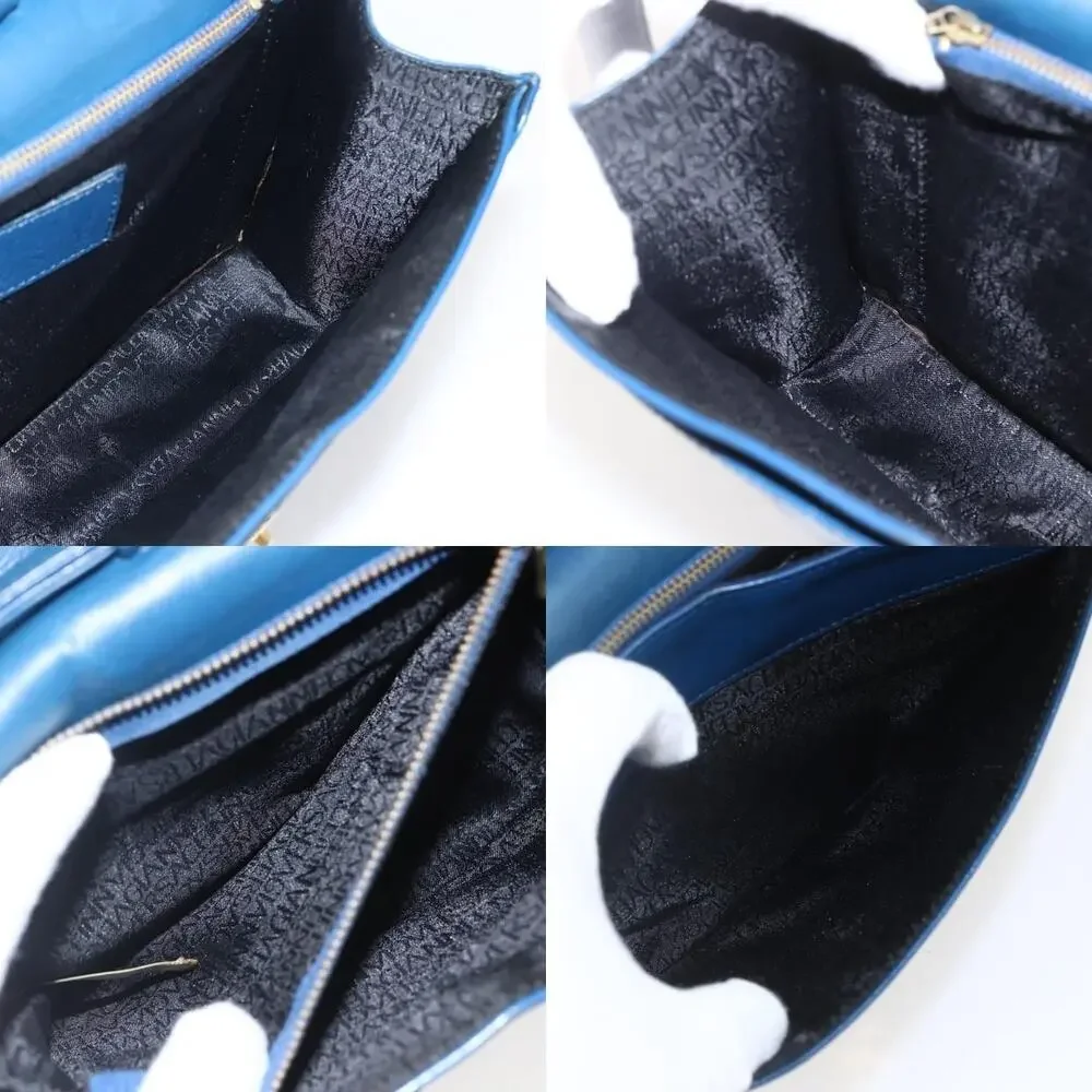 Gianni Versace Leather Clutch Bag Blue